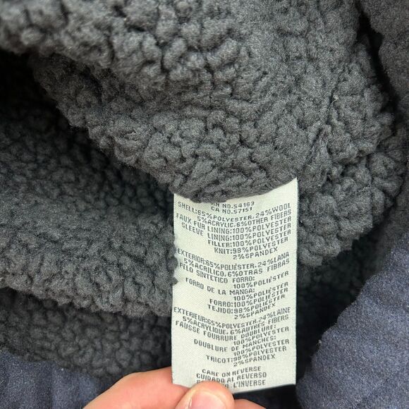 Levis Jacket Mens XL Navy Blue Fleece Sherpa Lined Full Zip Pockets Wool Blend - Picture 12 of 12